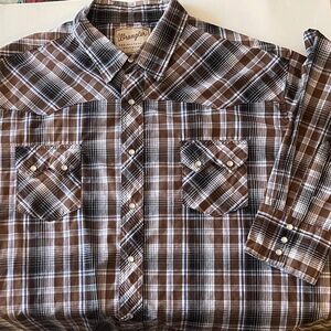 Wrangler Western Shirt Men's 3XL LS  Plaid Pearl Snap Sawtooth Cowboy Rodeo